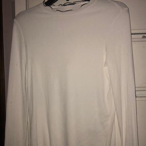 White Zara long sleeved tee with black trim
